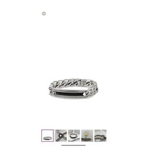 David yurman Motif Cuban Link 925 Sterling Silver Onyx Stone Men's Brace…